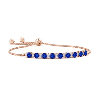 4mm AAAA Sapphire Bolo Bracelet with Diamond Accents in Rose Gold