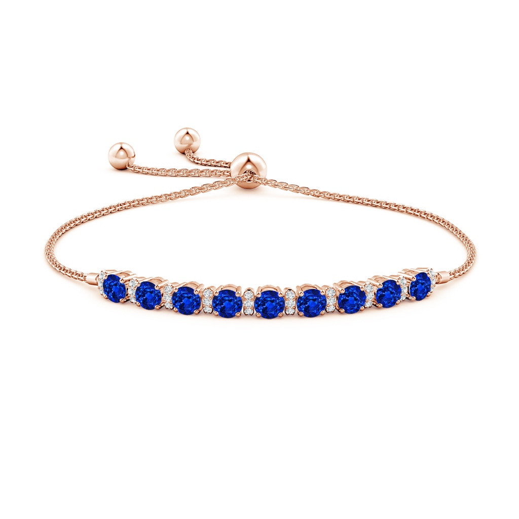4mm AAAA Sapphire Bolo Bracelet with Diamond Accents in Rose Gold Side-1