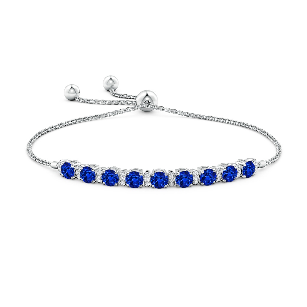4mm AAAA Sapphire Bolo Bracelet with Diamond Accents in White Gold Side-1