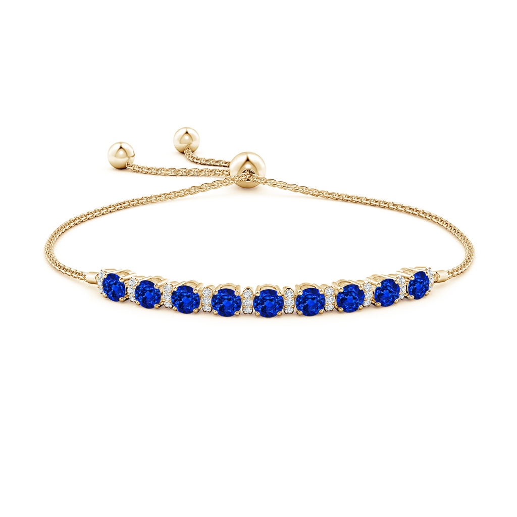 4mm AAAA Sapphire Bolo Bracelet with Diamond Accents in Yellow Gold Side-1