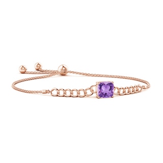 8mm A Cushion Amethyst Curb Chain Bolo Bracelet in Rose Gold