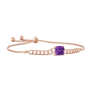 8mm AAAA Cushion Amethyst Curb Chain Bolo Bracelet in Rose Gold