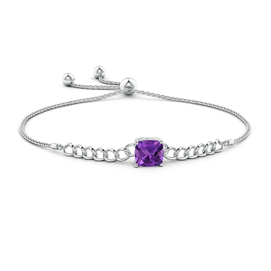 8mm AAAA Cushion Amethyst Curb Chain Bolo Bracelet in White Gold side-1