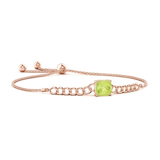 8mm A Cushion Peridot Curb Chain Bolo Bracelet in Rose Gold