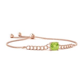 8mm AA Cushion Peridot Curb Chain Bolo Bracelet in Rose Gold