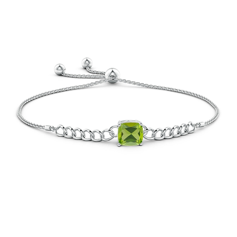 8mm AAA Cushion Peridot Curb Chain Bolo Bracelet in White Gold side-1