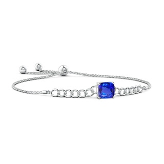 8mm AAA Cushion Tanzanite Curb Chain Bolo Bracelet in White Gold