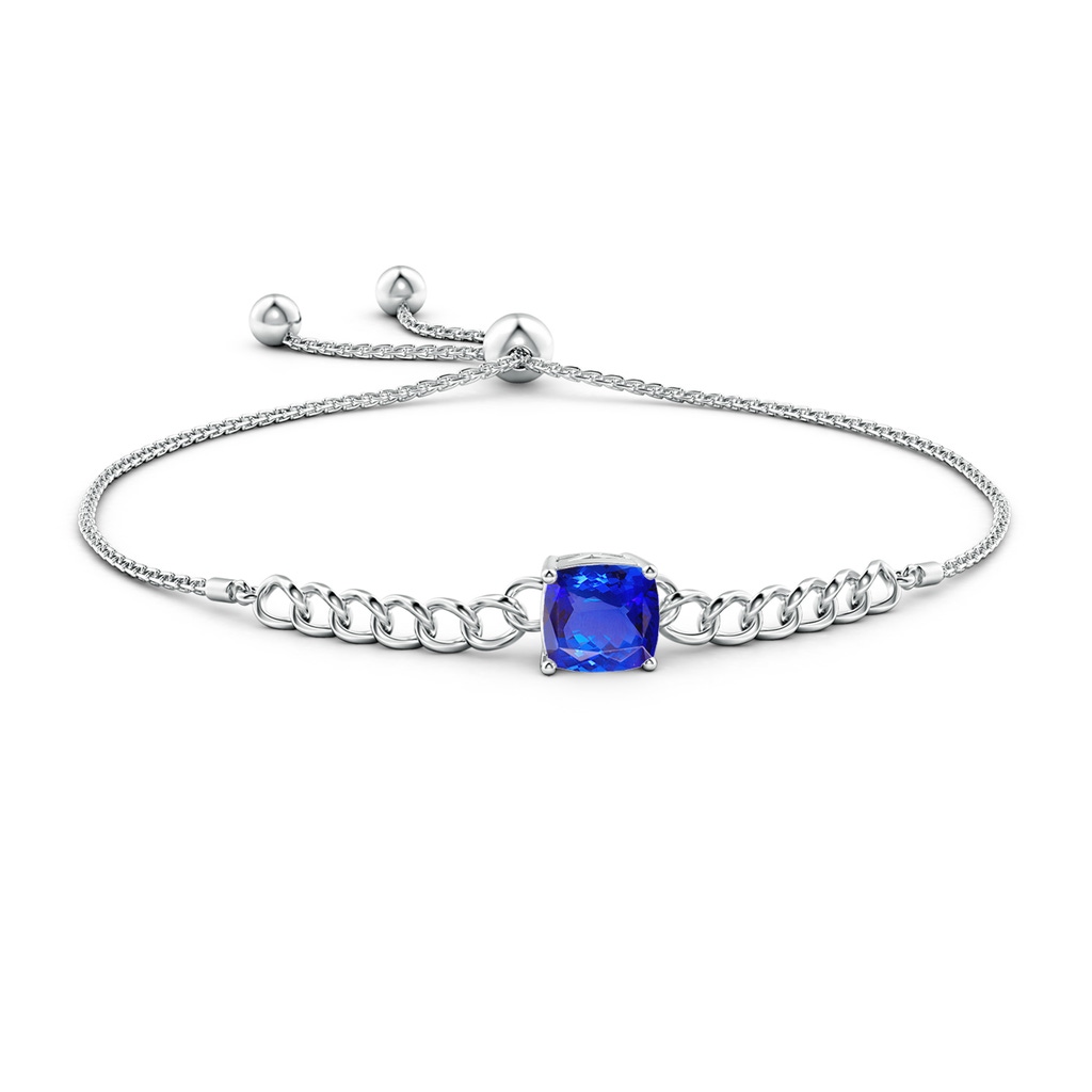 8mm AAA Cushion Tanzanite Curb Chain Bolo Bracelet in White Gold Side-1