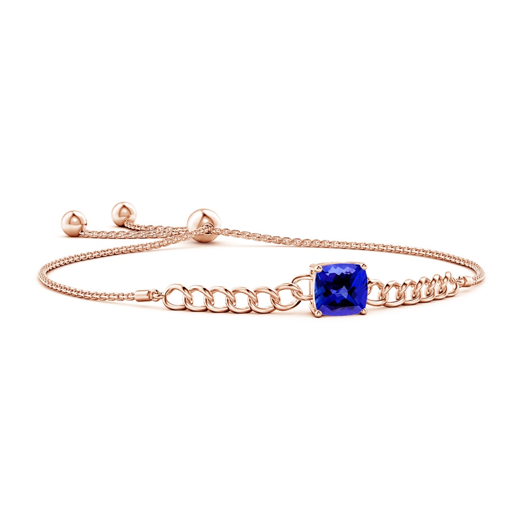 8mm AAAA Cushion Tanzanite Curb Chain Bolo Bracelet in Rose Gold