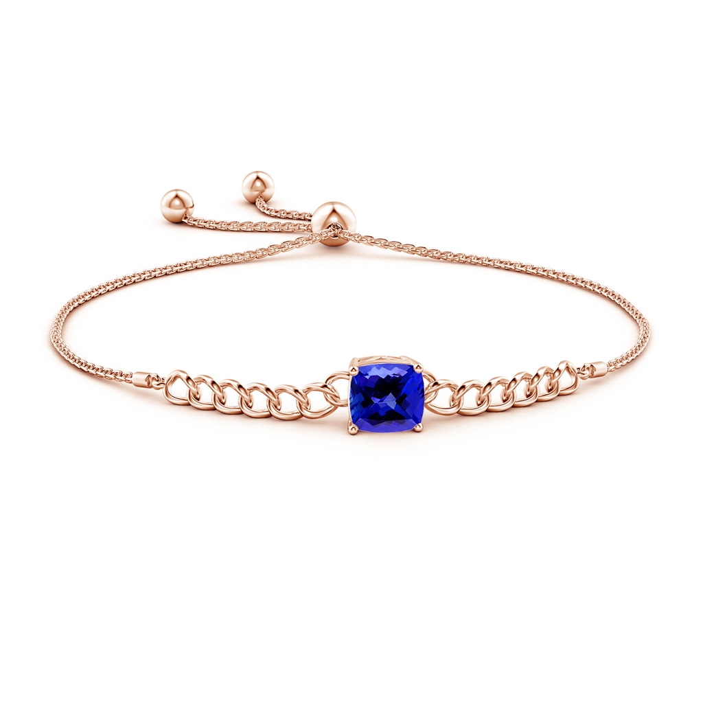 8mm AAAA Cushion Tanzanite Curb Chain Bolo Bracelet in Rose Gold Side-1