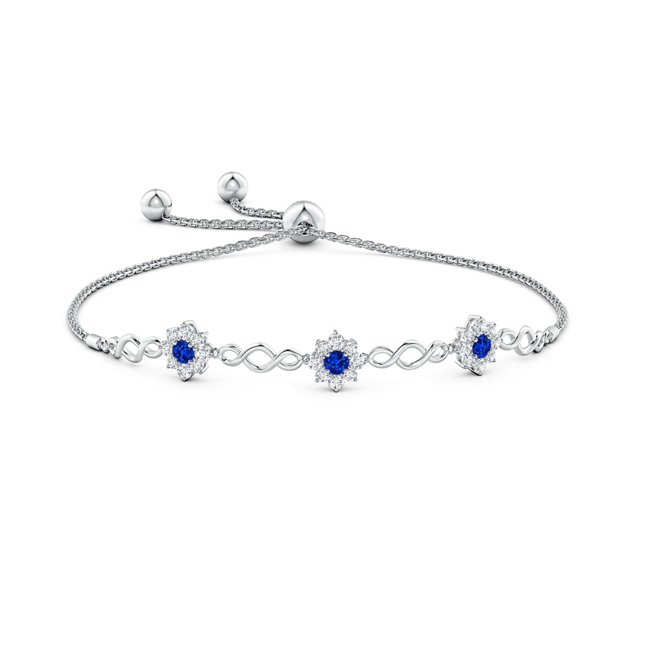 3mm AAAA Infinity Sapphire Station Bolo Bracelet with Floral Halo in White Gold side-1