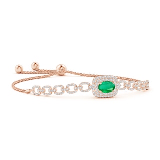 8x6mm A Oval Emerald and Diamond Chain Link Bolo Bracelet in Rose Gold