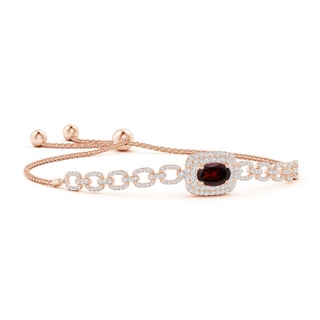 8x6mm A Oval Garnet and Diamond Chain Link Bolo Bracelet in Rose Gold