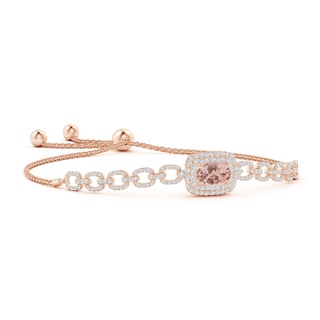 8x6mm AAAA Oval Morganite and Diamond Chain Link Bolo Bracelet in Rose Gold