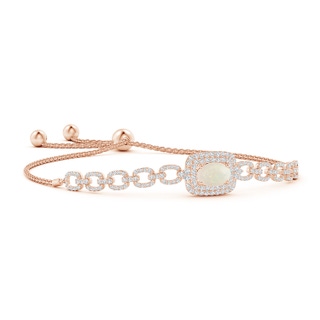 8x6mm A Oval Opal and Diamond Chain Link Bolo Bracelet in Rose Gold