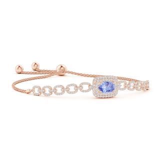 8x6mm A Oval Tanzanite and Diamond Chain Link Bolo Bracelet in Rose Gold