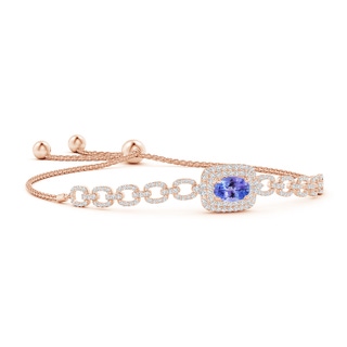 8x6mm AA Oval Tanzanite and Diamond Chain Link Bolo Bracelet in Rose Gold