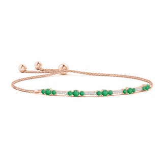 3.5mm A Round Emerald and Diamond Bolo Bracelet in Rose Gold