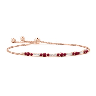 3.5mm A Round Ruby and Diamond Bolo Bracelet in Rose Gold