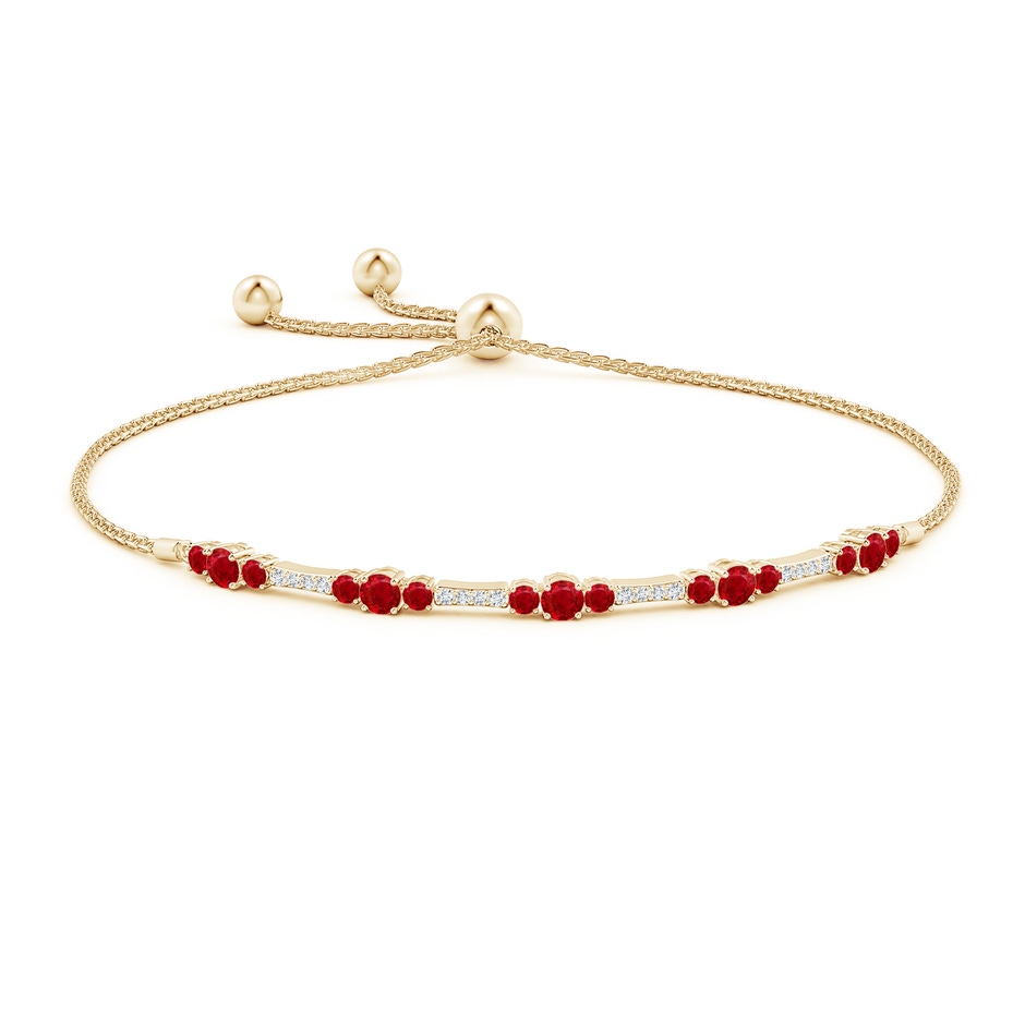 3.5mm AAA Round Ruby and Diamond Bolo Bracelet in Yellow Gold side-1