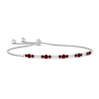 3.5mm Lab-Grown Round Ruby and Diamond Bolo Bracelet in White Gold