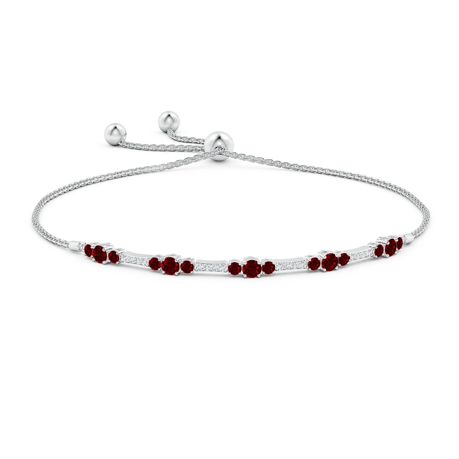 3.5mm Lab-Grown Round Ruby and Diamond Bolo Bracelet in White Gold side-1