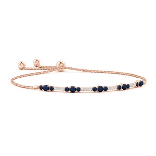 3.5mm A Round Sapphire and Diamond Bolo Bracelet in Rose Gold