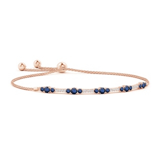 3.5mm AA Round Sapphire and Diamond Bolo Bracelet in Rose Gold