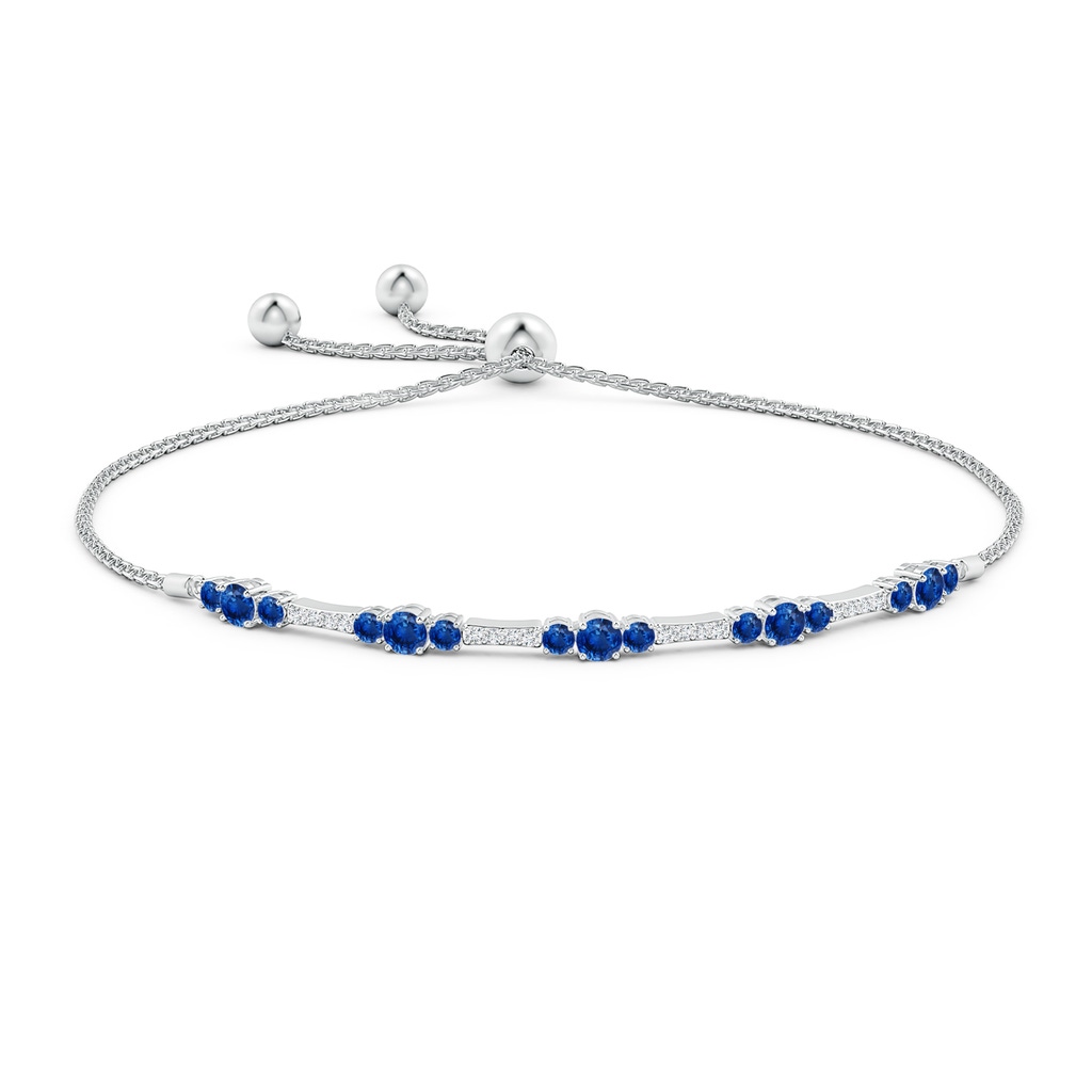 3.5mm AAA Round Sapphire and Diamond Bolo Bracelet in White Gold Side-1