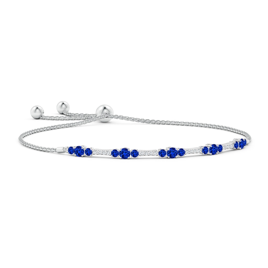 3.5mm Lab-Grown Round Sapphire and Diamond Bolo Bracelet in White Gold