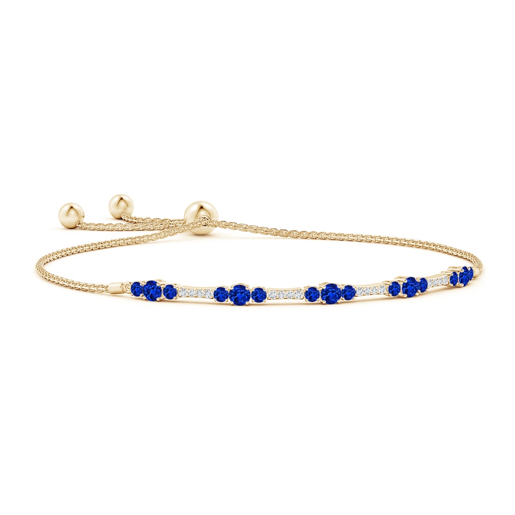 3.5mm AAAA Round Sapphire and Diamond Bolo Bracelet in Yellow Gold