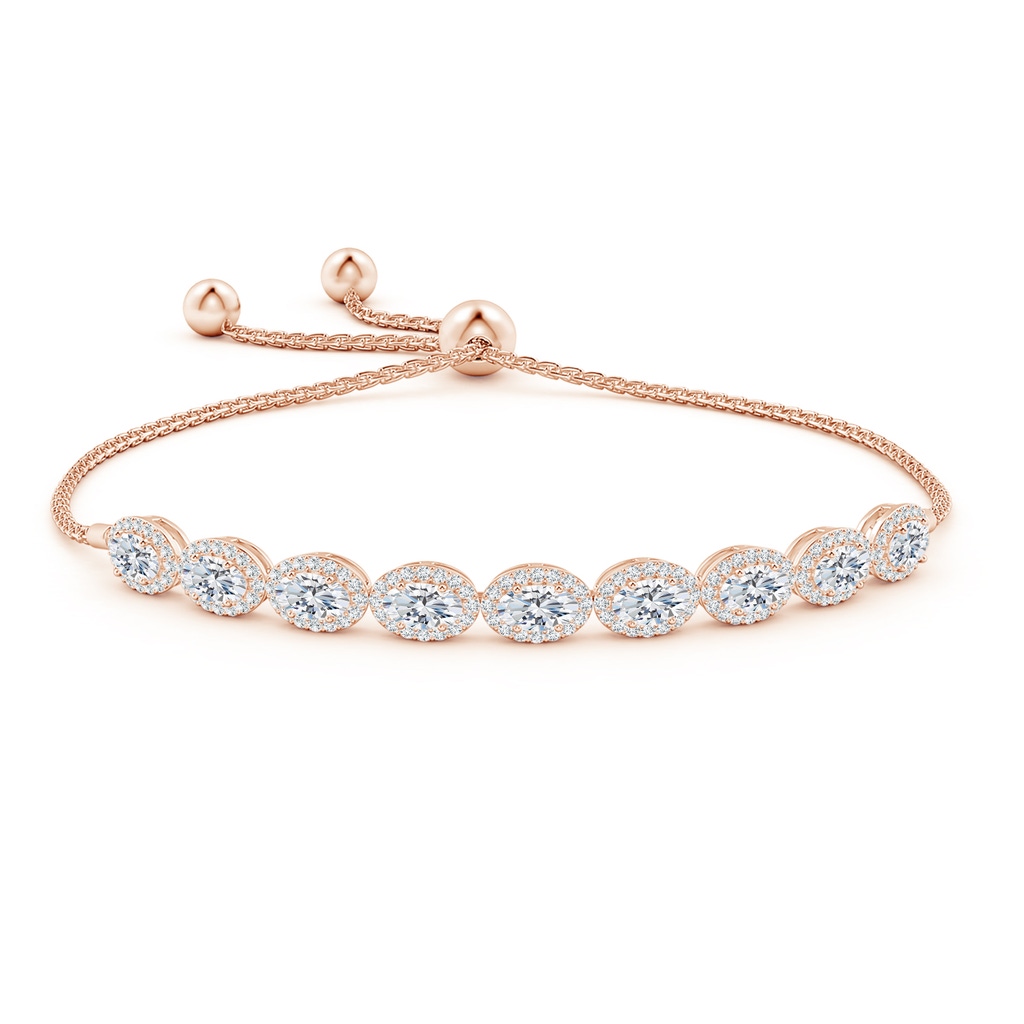 5x3mm GVS2 Oval Diamond Bolo Bracelet With Halo in Rose Gold Side 199