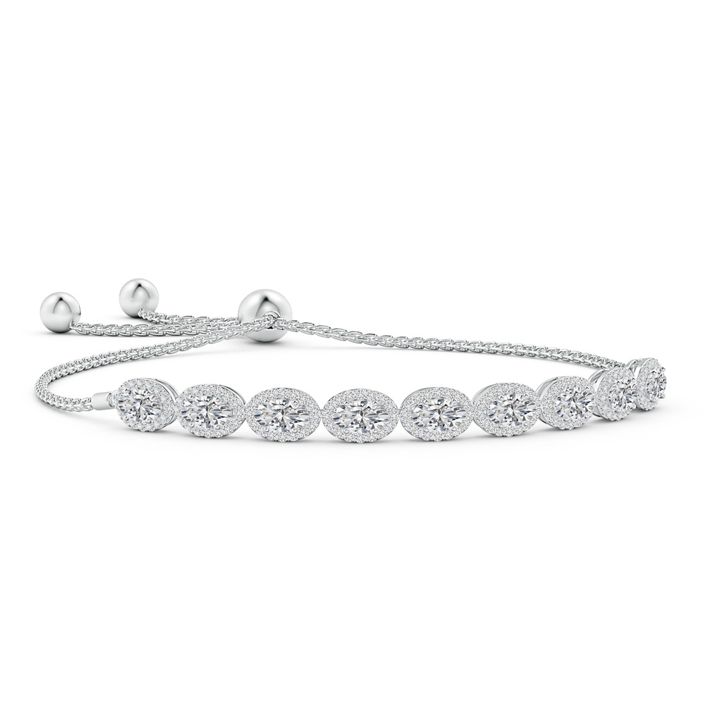 5x3mm HSI2 Oval Diamond Bolo Bracelet With Halo in White Gold