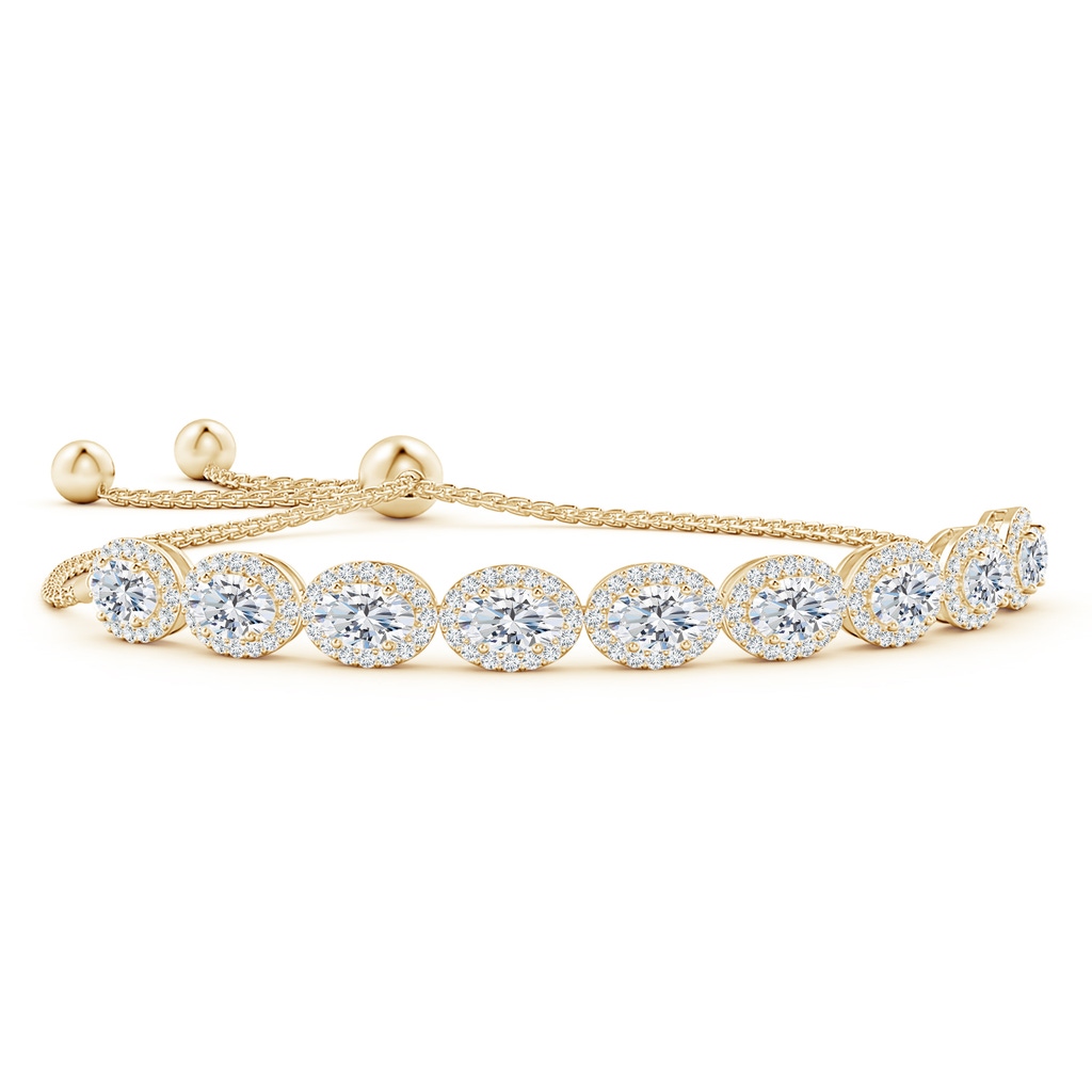 6x4mm GVS2 Oval Diamond Bolo Bracelet With Halo in Yellow Gold