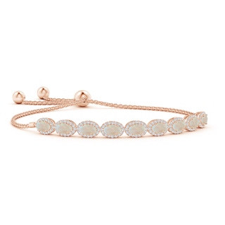 5x3mm AA Oval Opal Bolo Bracelet with Diamond Halo in Rose Gold