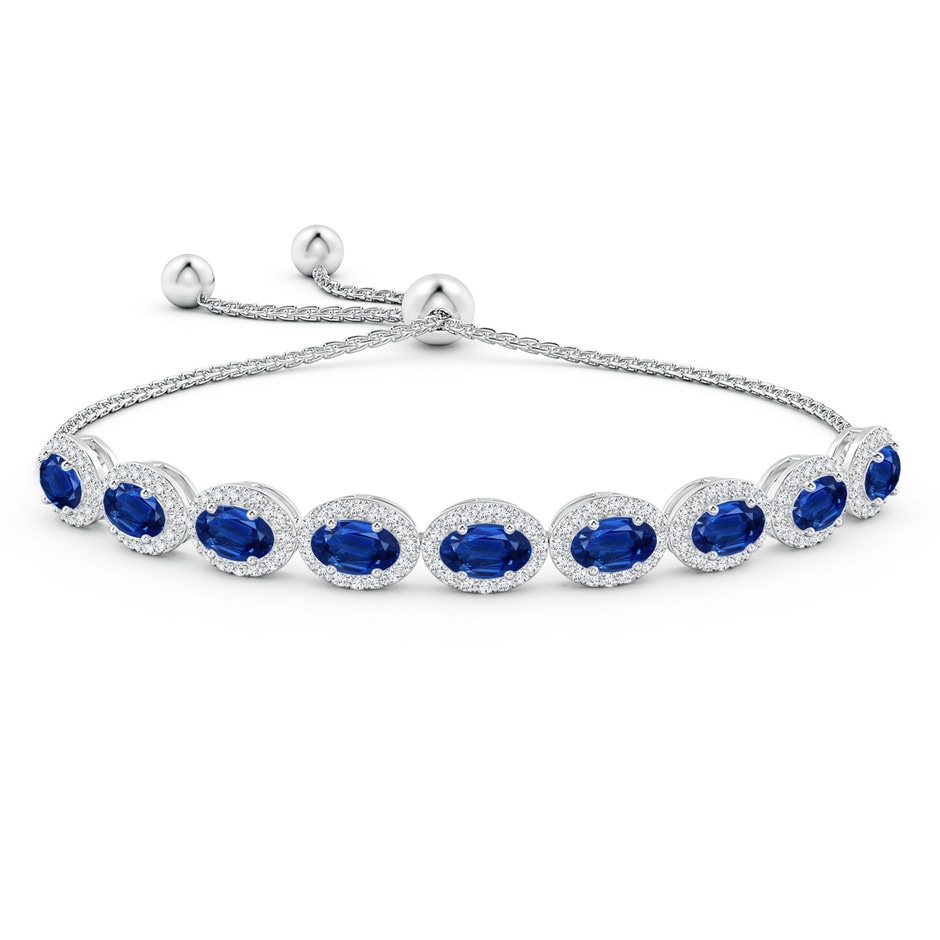 6x4mm AAA Oval Sapphire Bolo Bracelet with Diamond Halo in White Gold side-1