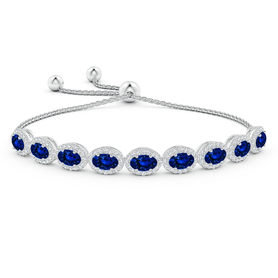 6x4mm Lab-Grown Oval Sapphire Bolo Bracelet with Diamond Halo in White Gold side-1