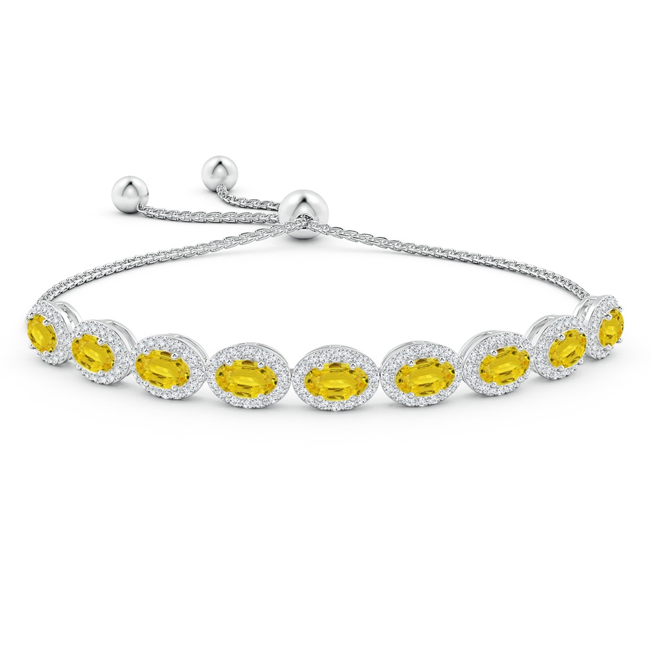 6x4mm AAA Oval Yellow Sapphire Bolo Bracelet with Diamond Halo in White Gold side-1