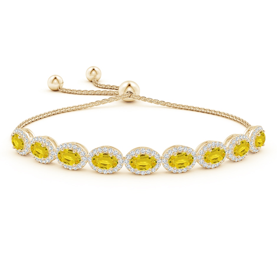 6x4mm AAA Oval Yellow Sapphire Bolo Bracelet with Diamond Halo in Yellow Gold side-1