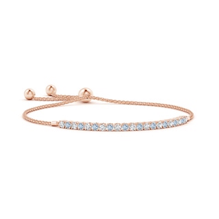 2.5mm A Alternate Aquamarine and Diamond Tennis Bolo Bracelet in Rose Gold