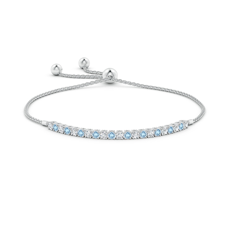 2.5mm AAA Alternate Aquamarine and Diamond Tennis Bolo Bracelet in White Gold side-1