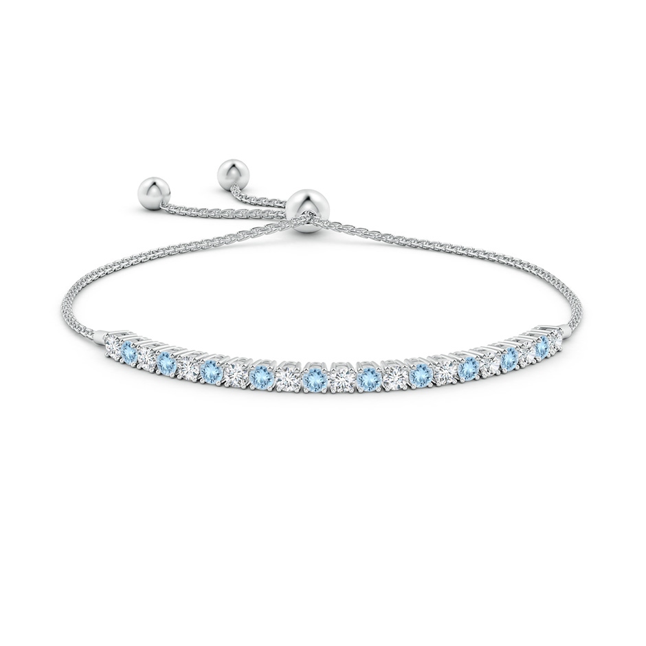 3mm AAA Alternate Aquamarine and Diamond Tennis Bolo Bracelet in White Gold side-1