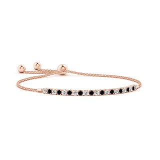 2.5mm AA Black & White Diamond Tennis Bolo Bracelet in 9K Rose Gold