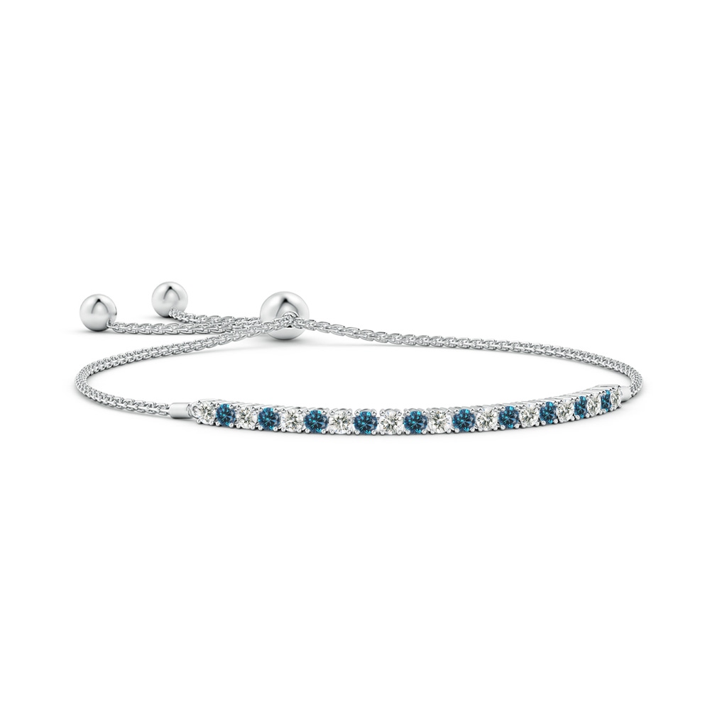 2.5mm AAA Blue & White Diamond Tennis Bolo Bracelet in White Gold