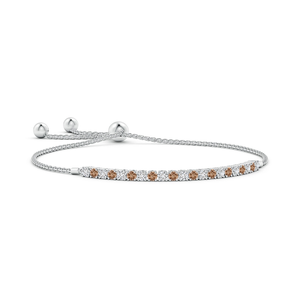 2.5mm AAA Coffee & White Diamond Tennis Bolo Bracelet in White Gold