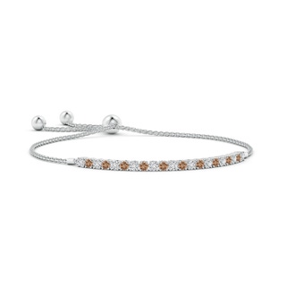 2.5mm AAA Coffee & White Diamond Tennis Bolo Bracelet in White Gold