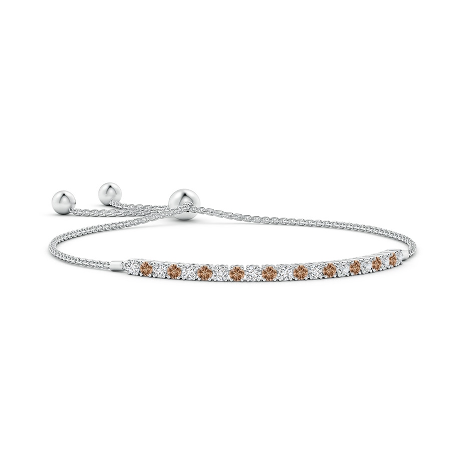 2.5mm AAA Coffee & White Diamond Tennis Bolo Bracelet in White Gold 