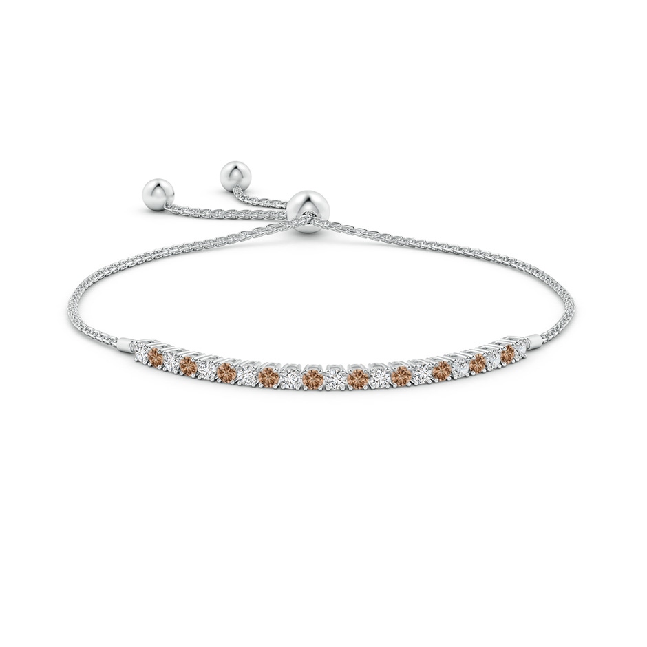 2.5mm AAA Coffee & White Diamond Tennis Bolo Bracelet in White Gold side 199