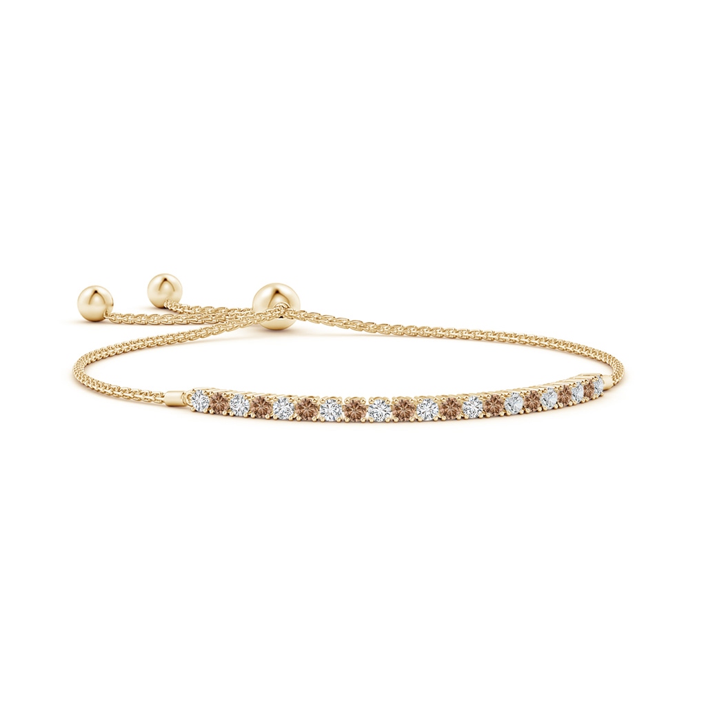 2.5mm AAA Coffee & White Diamond Tennis Bolo Bracelet in Yellow Gold