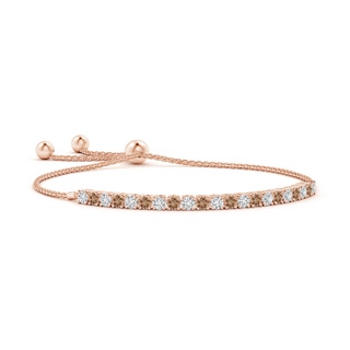 3mm AAA Coffee & White Diamond Tennis Bolo Bracelet in Rose Gold